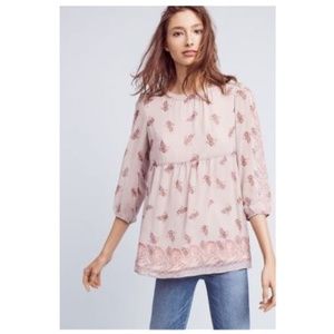 Anthropologie One September Floral Babydoll Top M